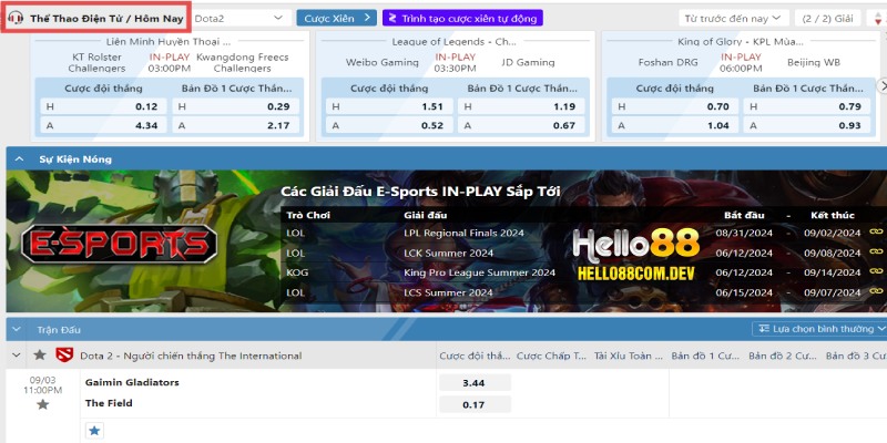 Giới thiệu về thể thao tại nhà cái Hello88